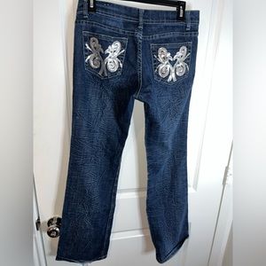 Elite Jeans Women's Denim Junior Size 5/6 Midi Stretch Medium Wash Y2K Wrinkled